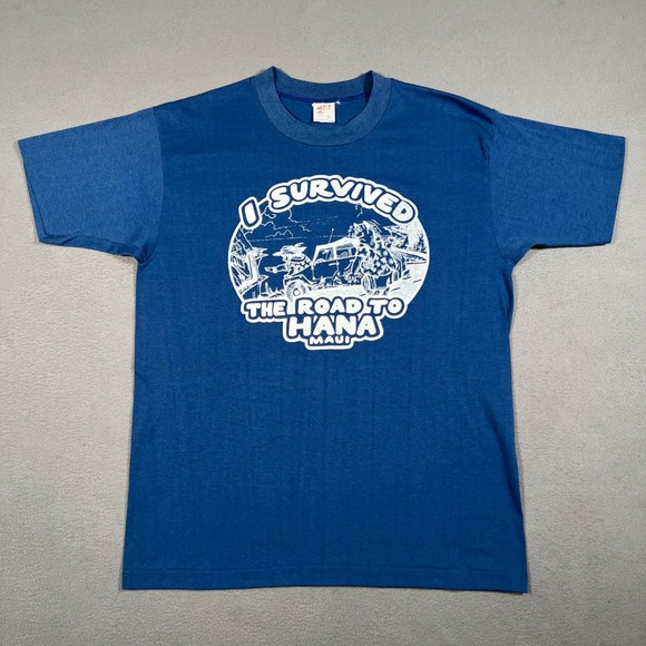 HEF-T Other - Vintage 80s Maui Hawaii T Shirt XL I Survived the Road to Hana Maui Made in USA
